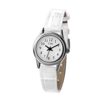 Ladies silver round dial with white croc strap watch 6931.02